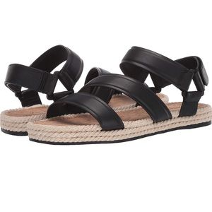 VINCE Elian Black Leather Espadrille sandal size 9/39